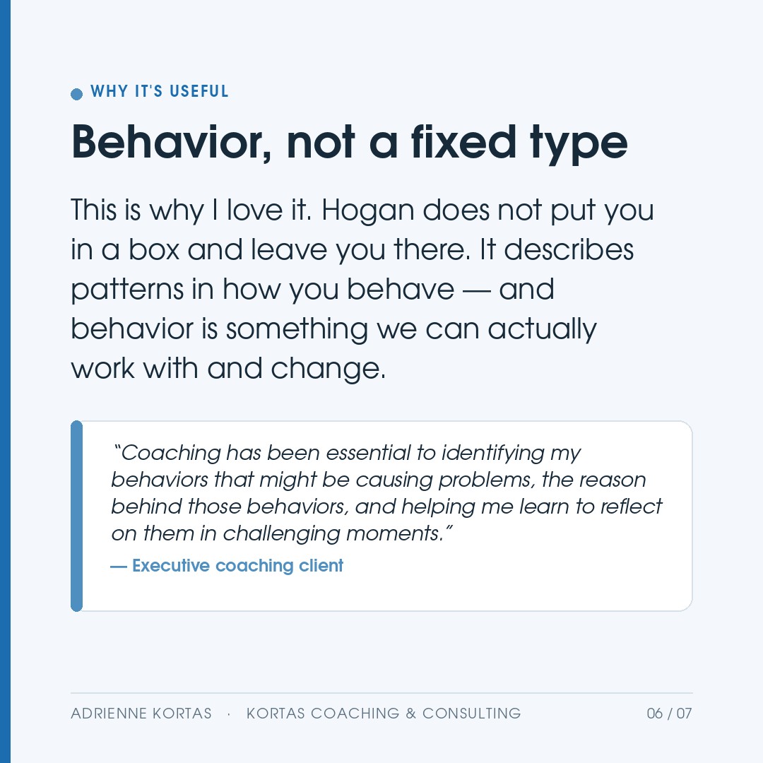 Behavior, not a fixed type — Hogan describes patterns you can work with and change.